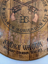 Smoke Wagon Bourbon Barrel Top - Wall Hanging For the Man Cave Gambill Woodworking