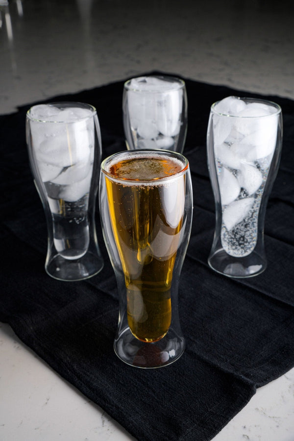 Double Walled Beer Drink Glass Mug - Set of 4 (Without Handle) For the Bar Lemonsoda