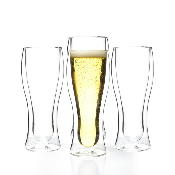 Double Walled Beer Drink Glass Mug - Set of 4 (Without Handle) For the Bar Lemonsoda Set of 4
