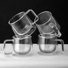 Double Walled Glass Coffee Drink Mug with Handle - Set of 4 - 8.5oz For the Bar Lemonsoda