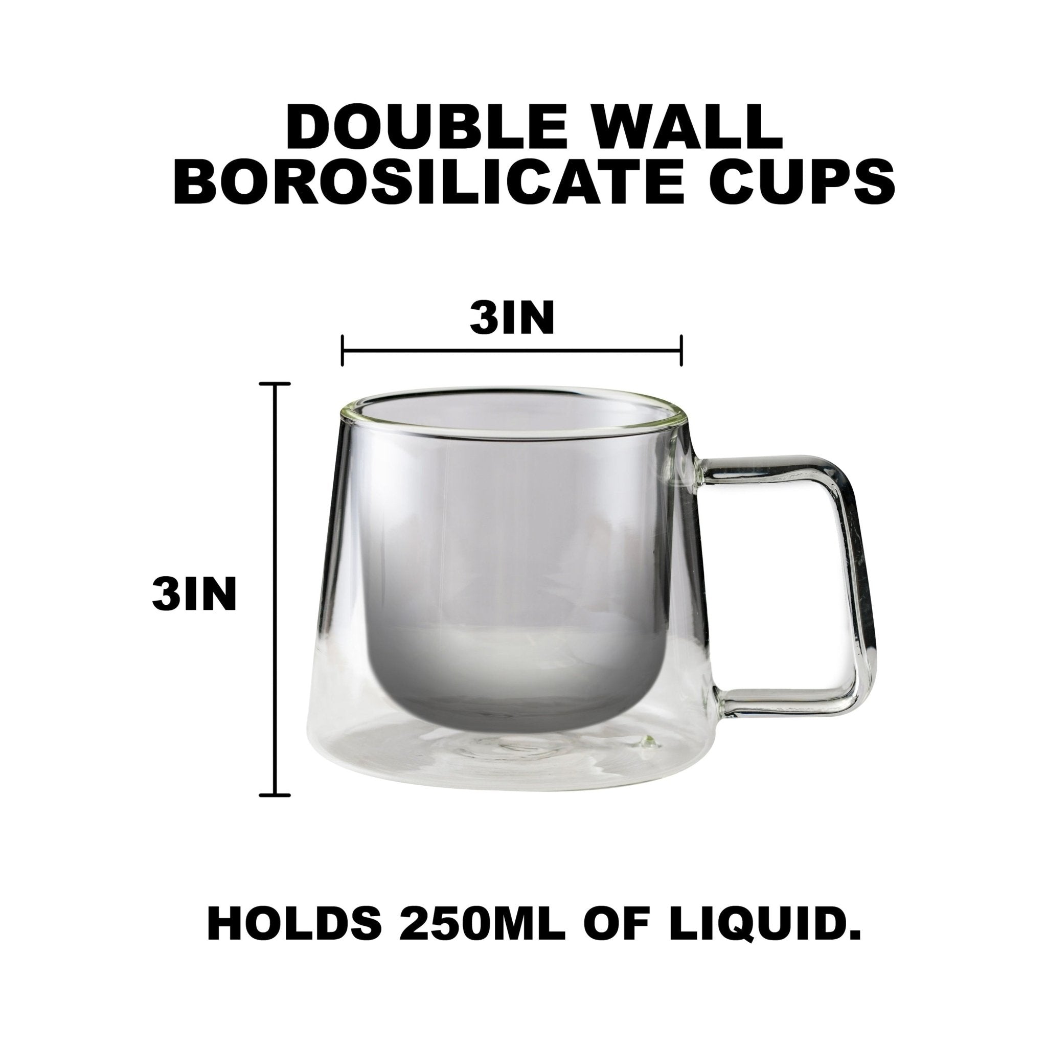 Double Walled Glass Coffee Drink Mug with Handle - Set of 4 - 8.5oz For the Bar Lemonsoda