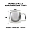 Double Walled Glass Coffee Drink Mug with Handle - Set of 4 - 8.5oz For the Bar Lemonsoda