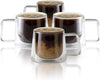 Double Walled Glass Coffee Drink Mug with Handle - Set of 4 - 8.5oz For the Bar Lemonsoda