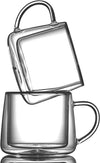 Double Walled Glass Coffee Drink Mug with Handle - Set of 4 - 8.5oz For the Bar Lemonsoda