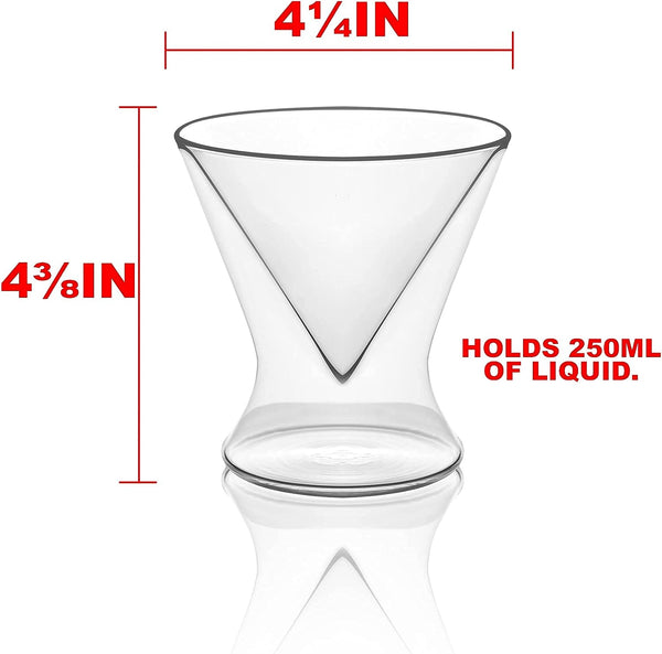 Double-Walled Stemless Martini Glasses - Set of 2/Set of 4 - 8oz For the Bar Lemonsoda