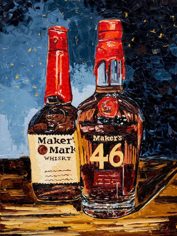 Bourbon Bottle Print - Maker's Mark For the Man Cave Kim Perry Studios