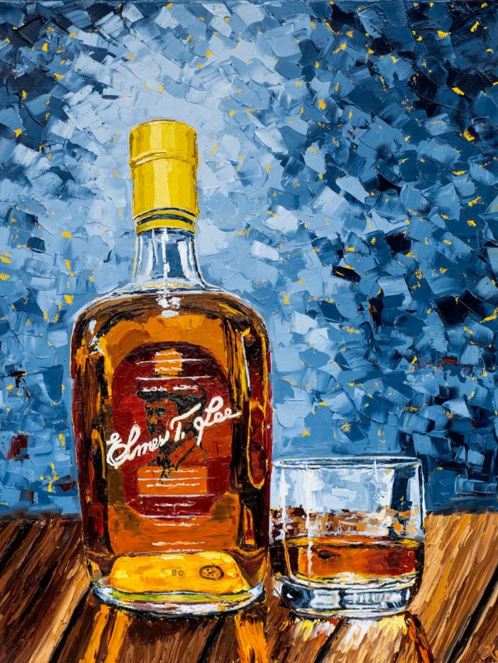Bourbon Bottle Print - Elmer T. Lee For the Man Cave Kim Perry Studios