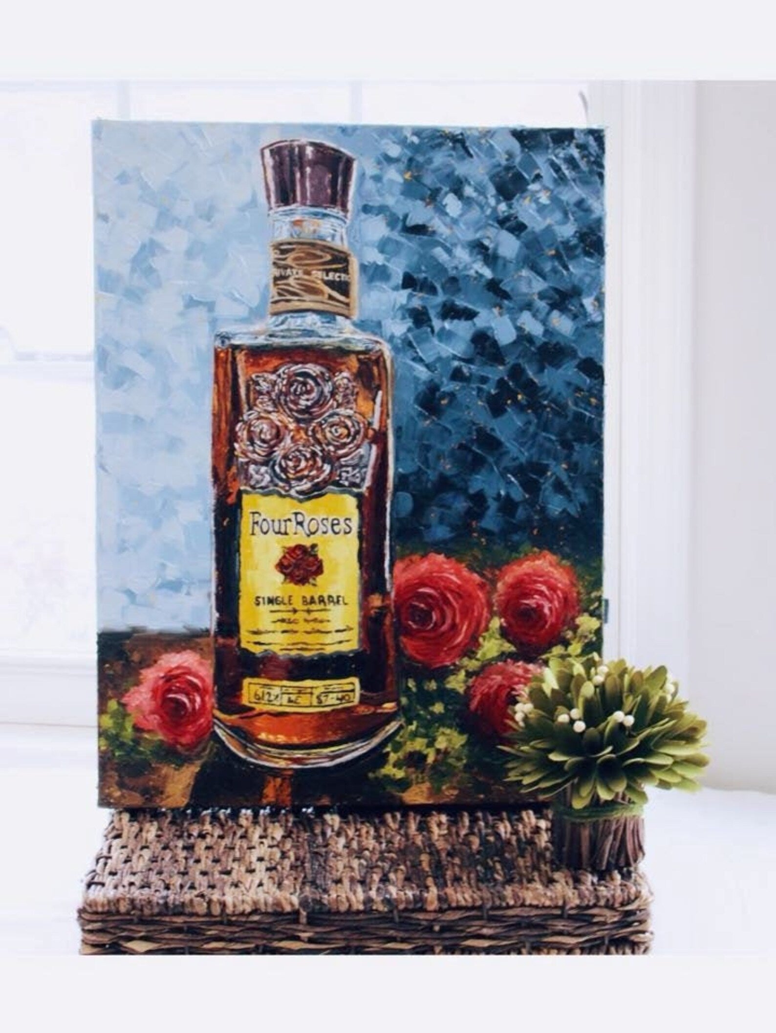 Bourbon Bottle Print - Four Roses For the Man Cave Kim Perry Studios