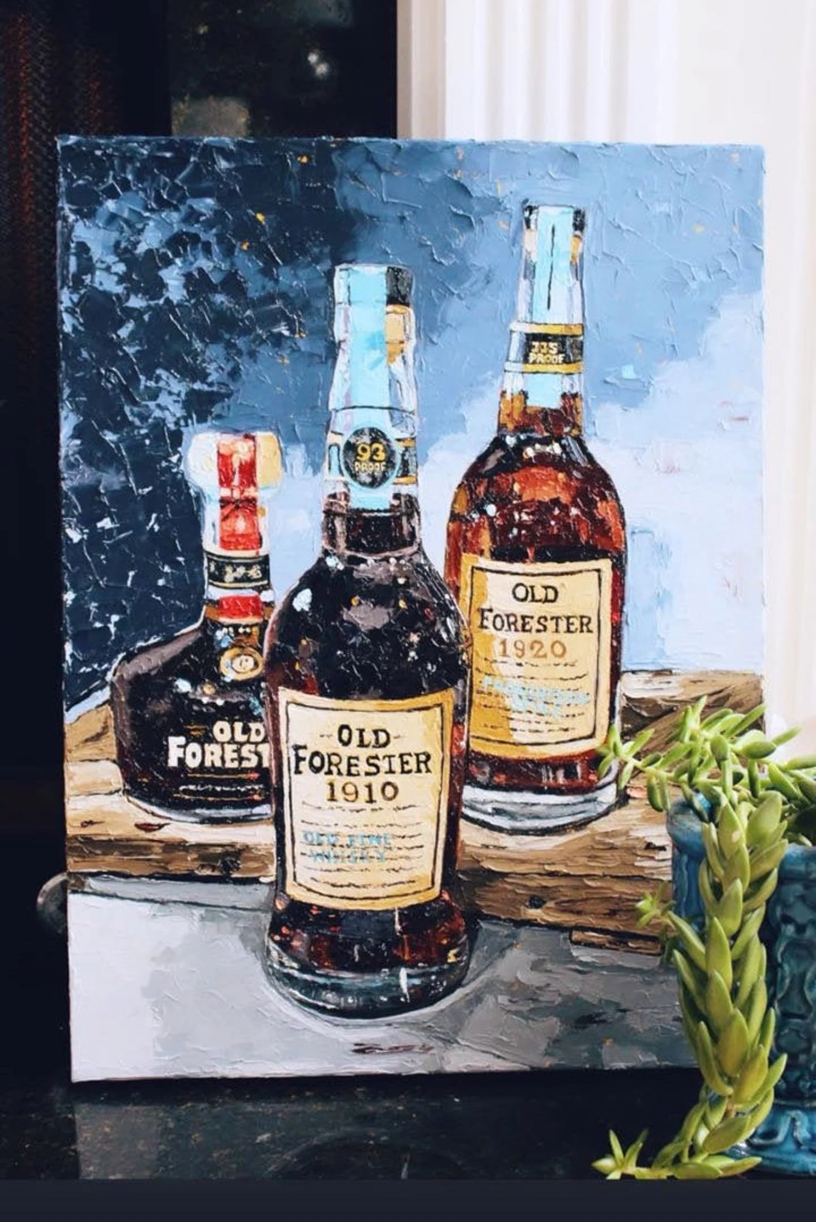 Bourbon Bottle Print - Old Forester For the Man Cave Kim Perry Studios