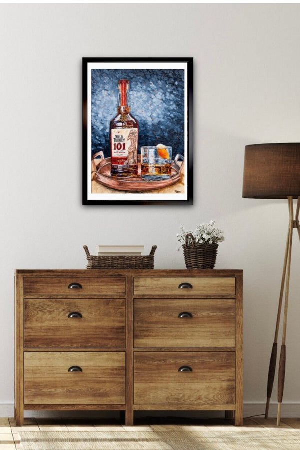 Bourbon Bottle Print - Wild Turkey 101 For the Man Cave Kim Perry Studios
