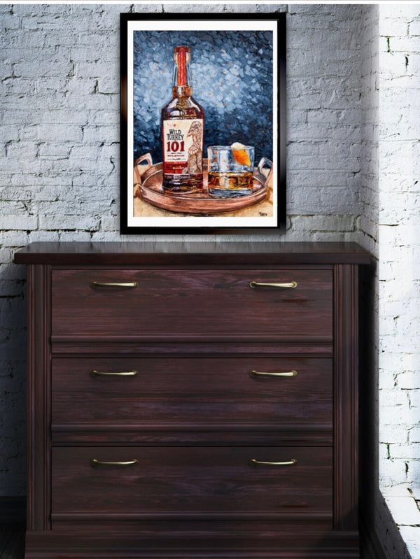 Bourbon Bottle Print - Wild Turkey 101 For the Man Cave Kim Perry Studios