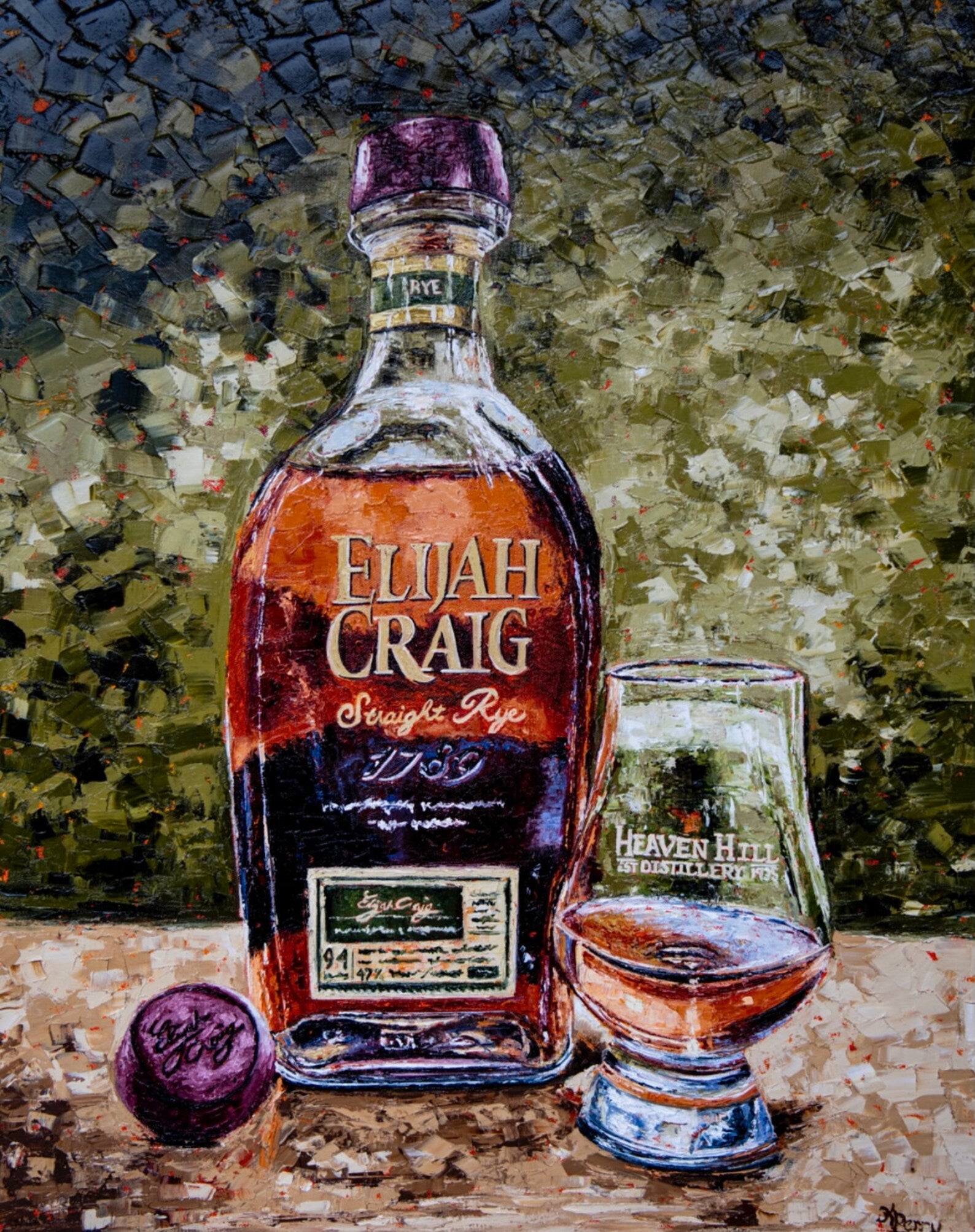 Bourbon Bottle Print - Elijah Craig For the Man Cave Kim Perry Studios