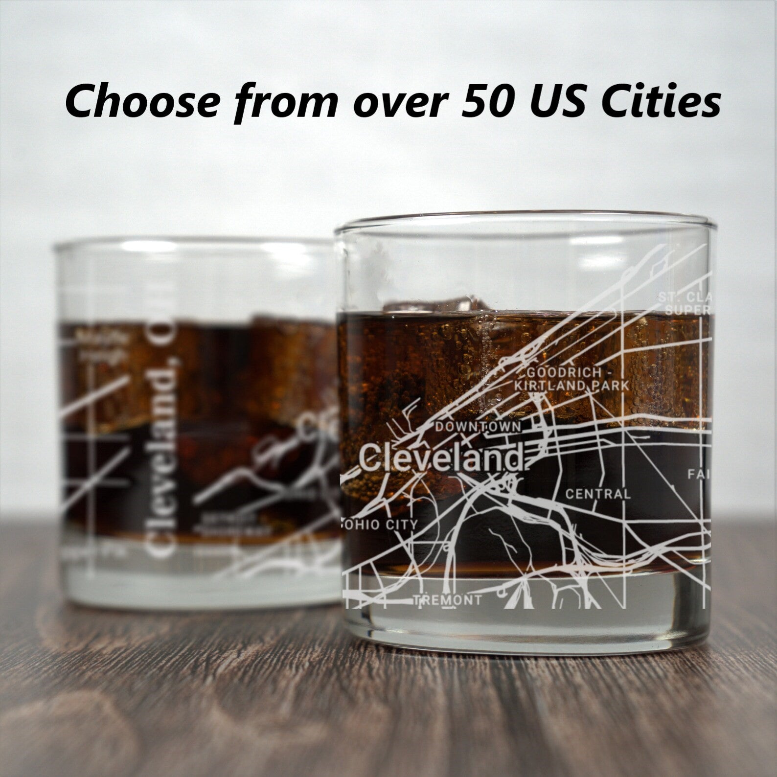 City Map Rocks Glass - Top 50 US Cities For the Bar Hometown Gifts Choose a city...
