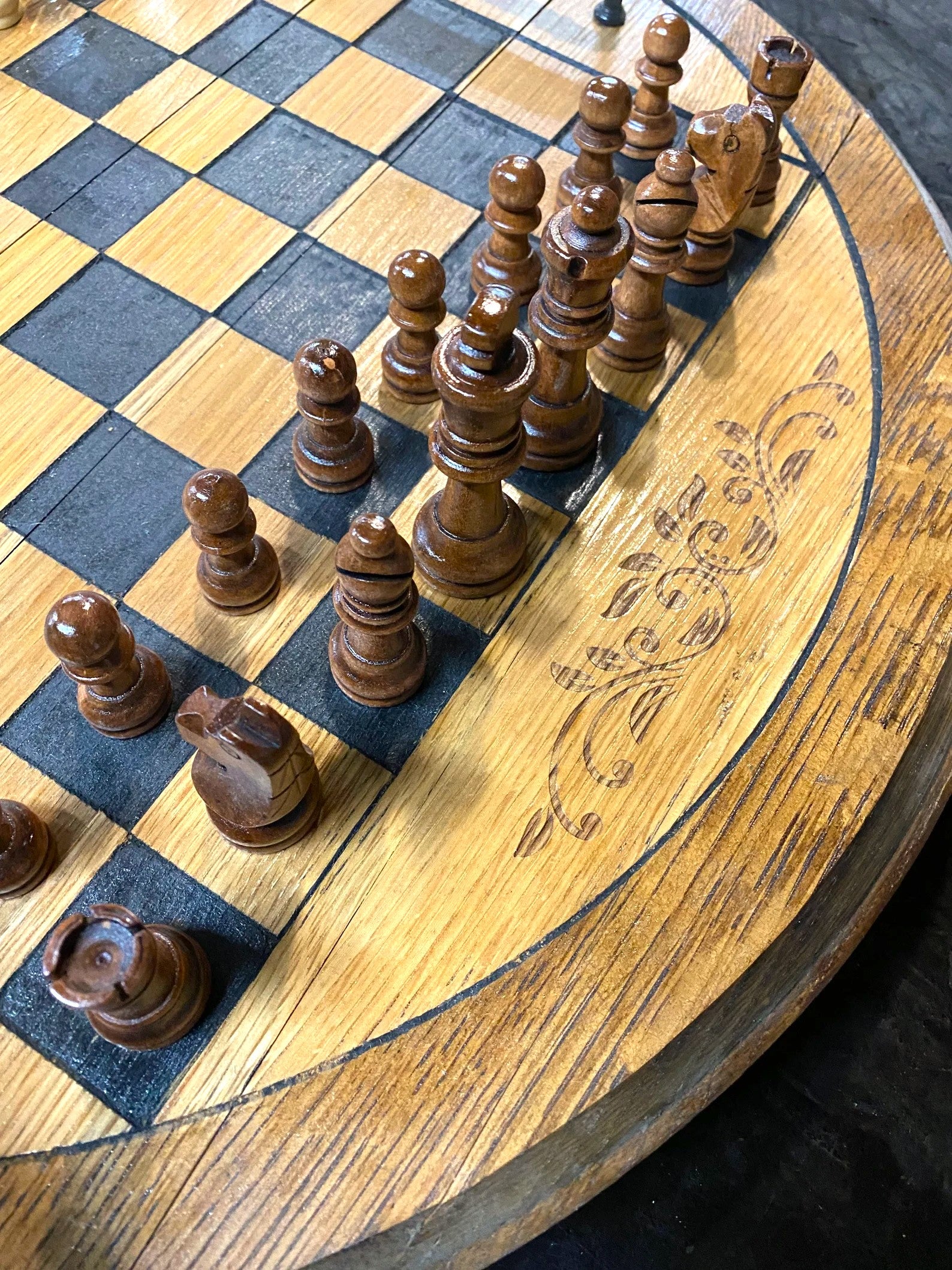 Bourbon Barrel Lid - Chess Set For the Player Agape Farms