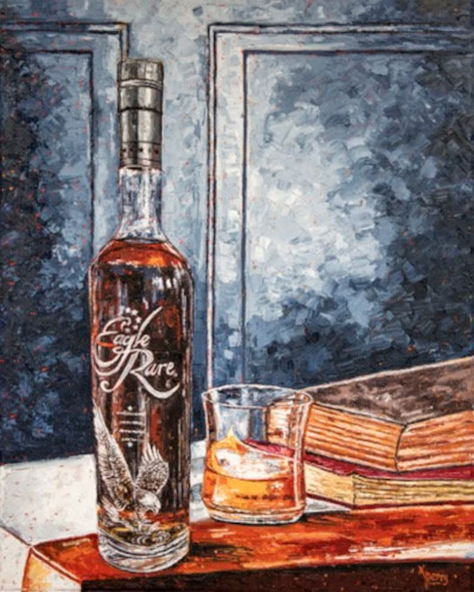 Bourbon Bottle Print - Eagle Rare For the Man Cave Kim Perry Studios