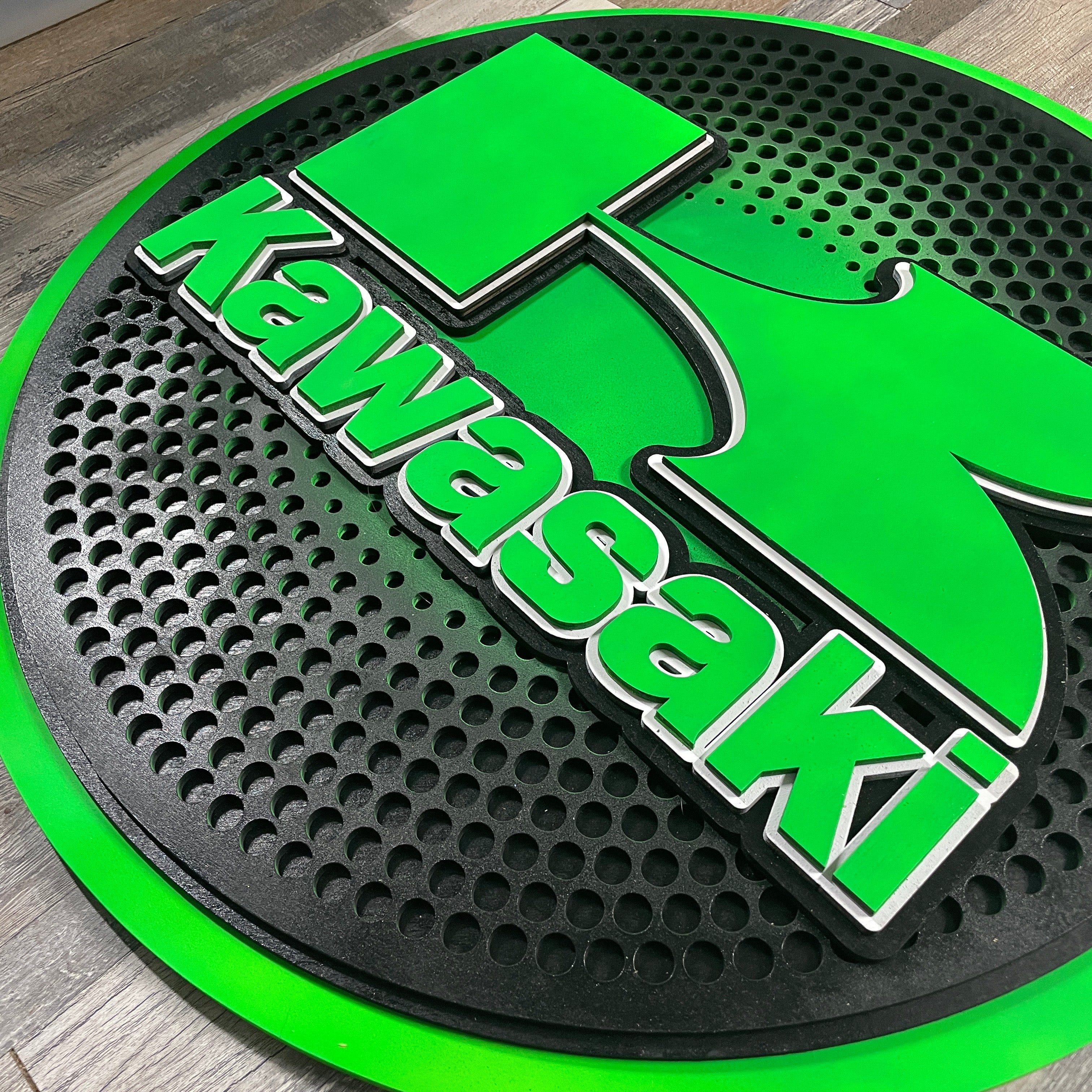 Kawasaki Motorcycles - Layered Wood Sign For the Gear Head Arizona Copper Beard