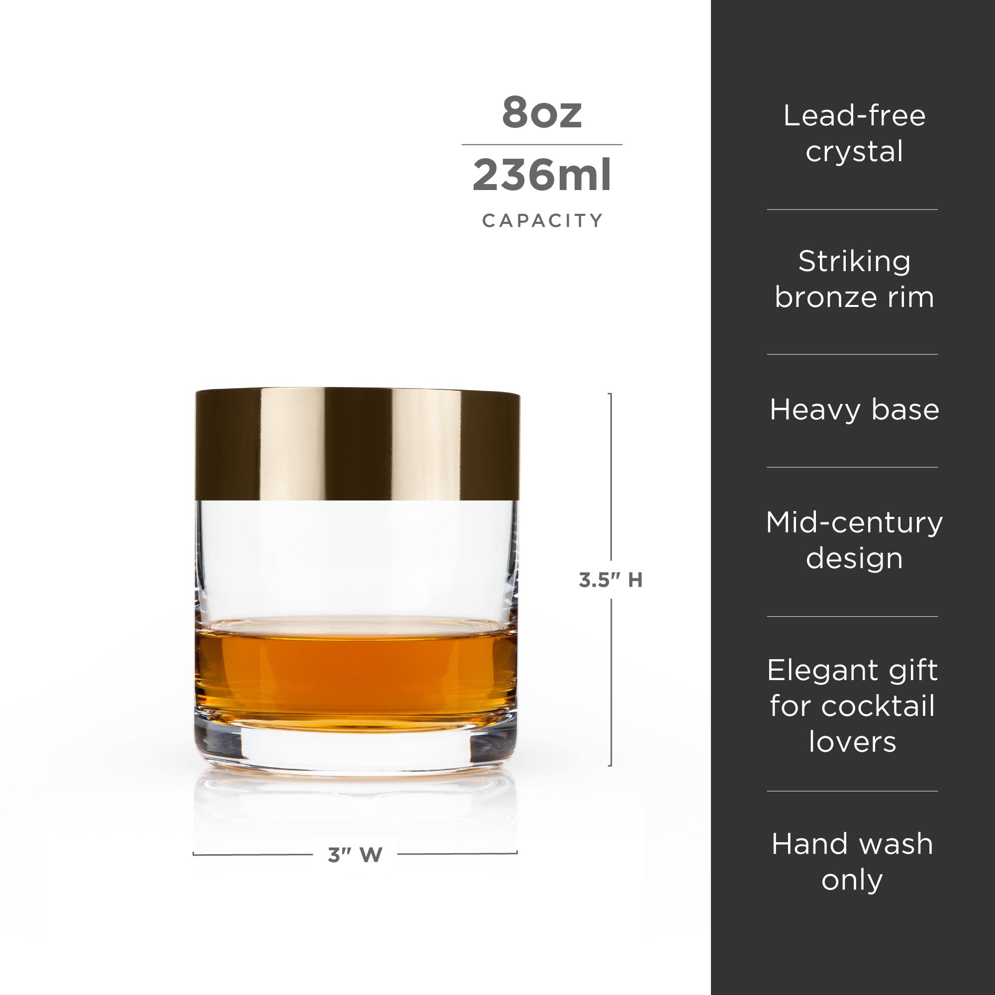 Irving Bronze-Rimmed Crystal Tumblers Set of 2