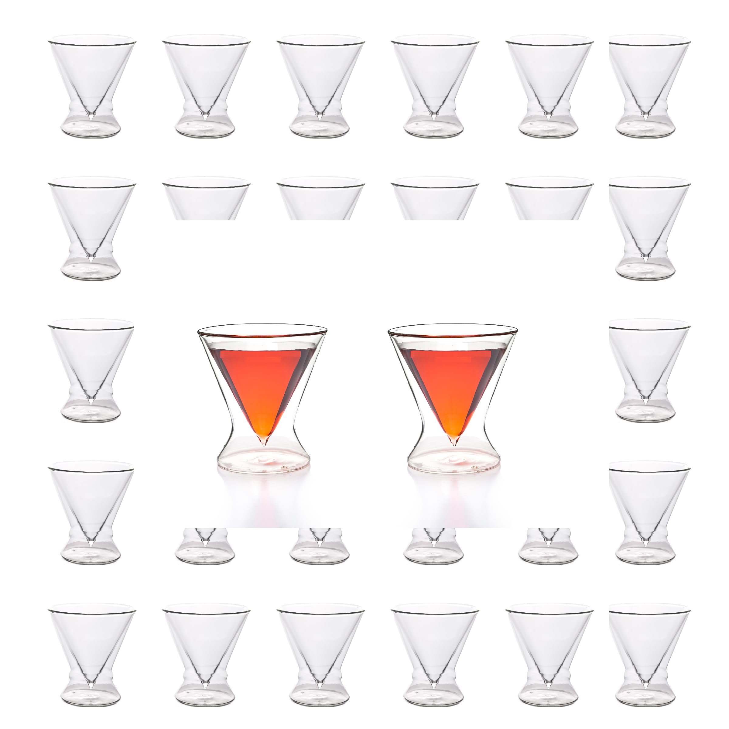 Double-Walled Stemless Martini Glasses - Set of 2/Set of 4 - 8oz