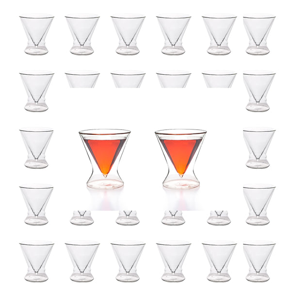 Double-Walled Stemless Martini Glasses - Set of 2/Set of 4 - 8oz