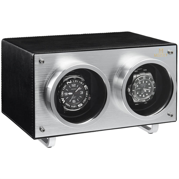 Mozsly Automatic Double Watch Winder For the Man Cave Mozsly Black Leather