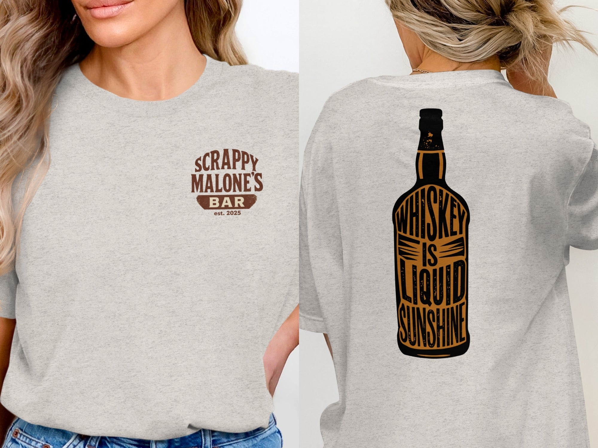 Whiskey Is Liquid Sunshine Bottle Design Graphic T-Shirt