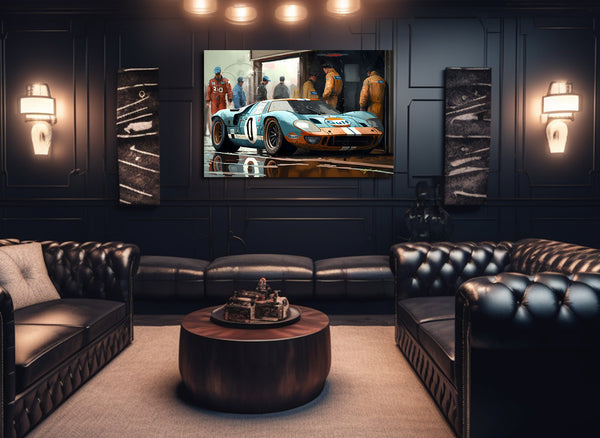 Gulf Ford GT40 at Le Mans - Gallery Wrapped Canvas For the Man Cave GJG Studios