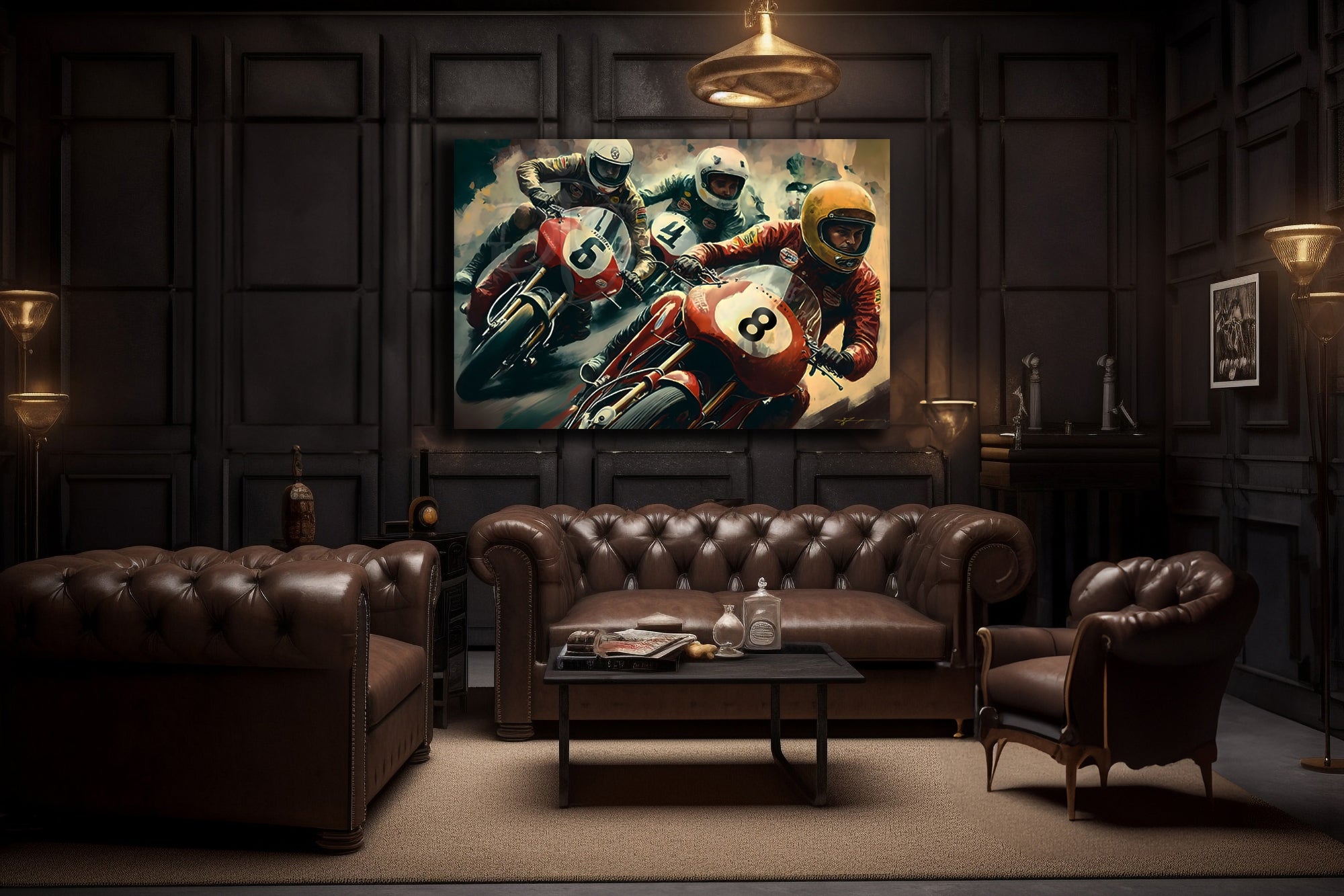 Retro Café Racer - Gallery Wrapped Canvas For the Man Cave GJG Studios