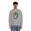 Sport gray crewneck sweatshirt with leprechaun Irish graphic, long sleeves