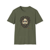 Military green crewneck T-shirt with bearded skull graphic front print