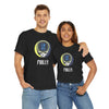 Black Stealie logo T-shirt with circular skull graphic and “Philly” text on chest