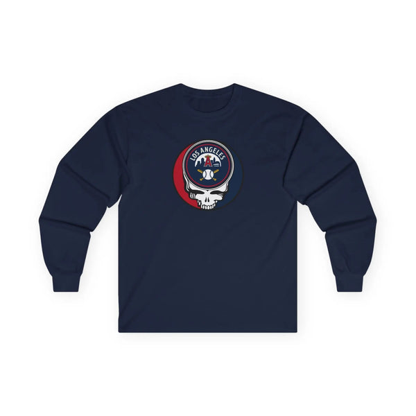 Navy long-sleeve T-shirt with Stealie skull logo on the chest