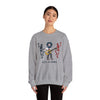 Sport grey crewneck sweatshirt with band graphic and small skeleton characters