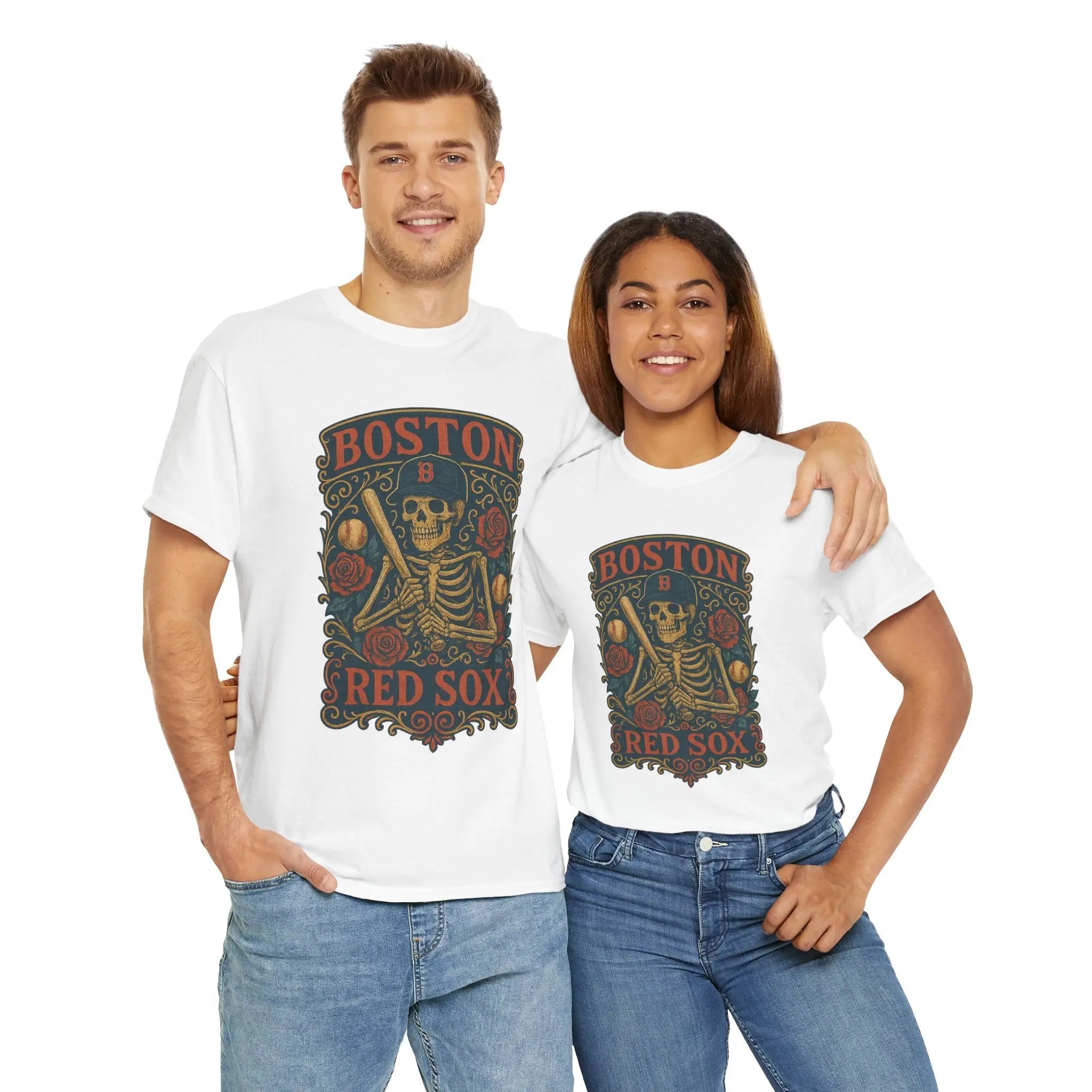 White Boston Red Sox graphic T-shirt, crew neck, front logo print