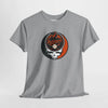 Sport grey crewneck graphic T-shirt featuring Baltimore logo skull with baseball