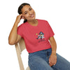 Heather red crew-neck T-shirt with chest cartoon “NOT WORKING FROM ANYWHERE” graphic