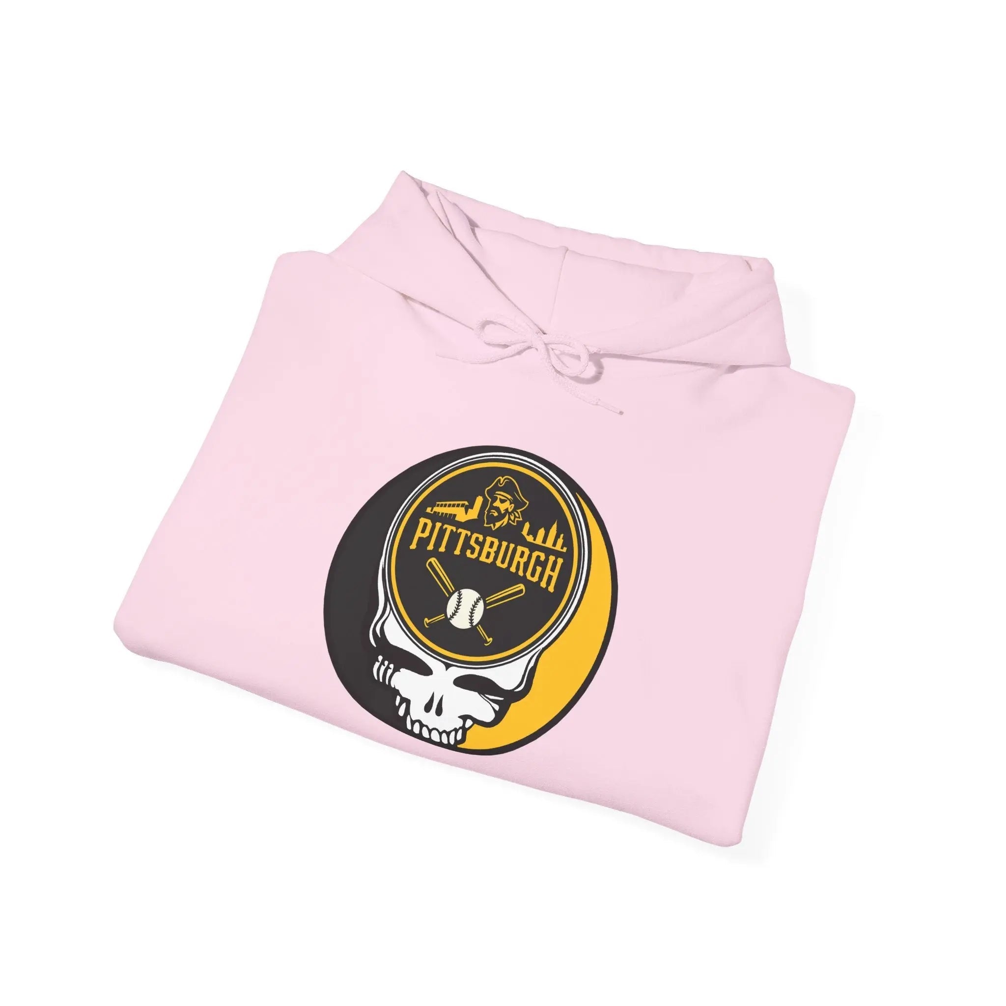 Light pink Pittsburgh Pirates hoodie with Stealie logo on chest