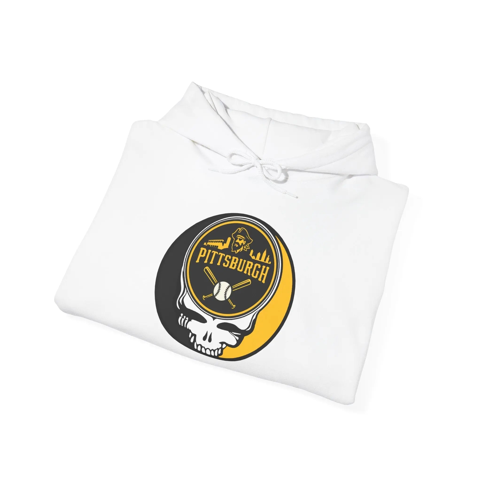 White Pittsburgh Pirates hoodie with Stealie logo on chest