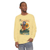 Men's long sleeve graphic T-shirt in yellow, crew neck, printed front art