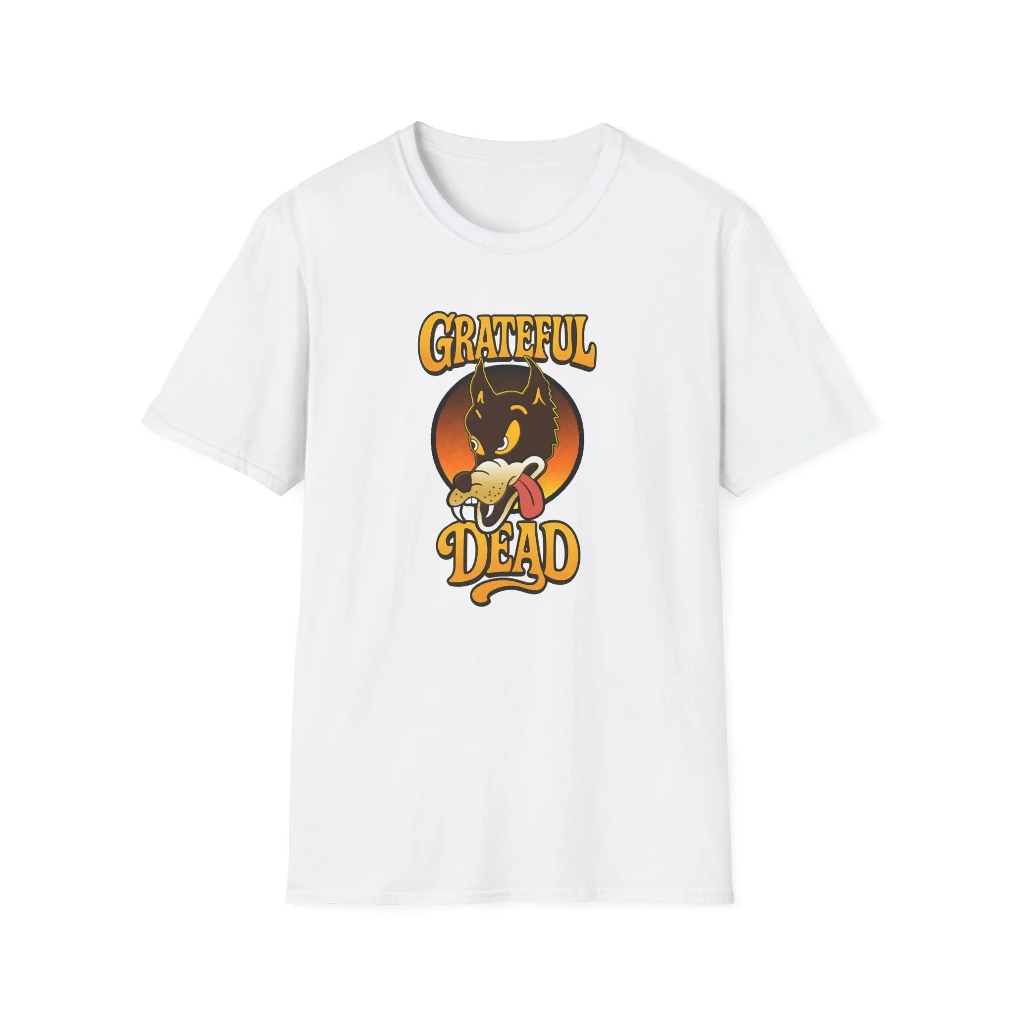 White T-shirt with front graphic of wolf head and “Grateful Dead” lettering