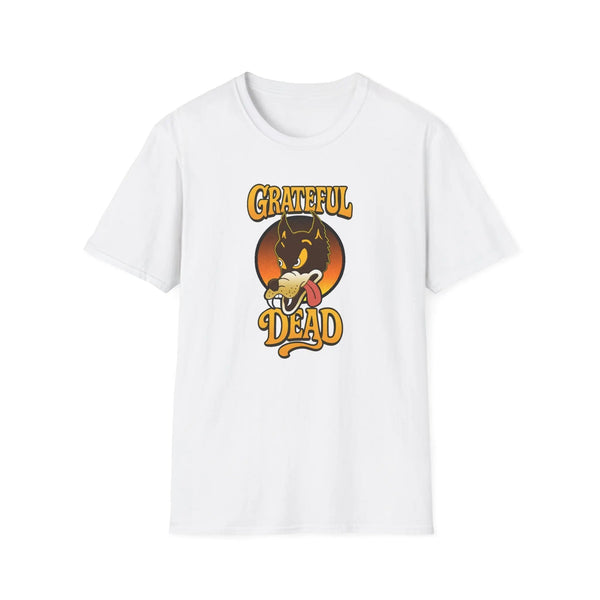 White T-shirt with front graphic of wolf head and “Grateful Dead” lettering