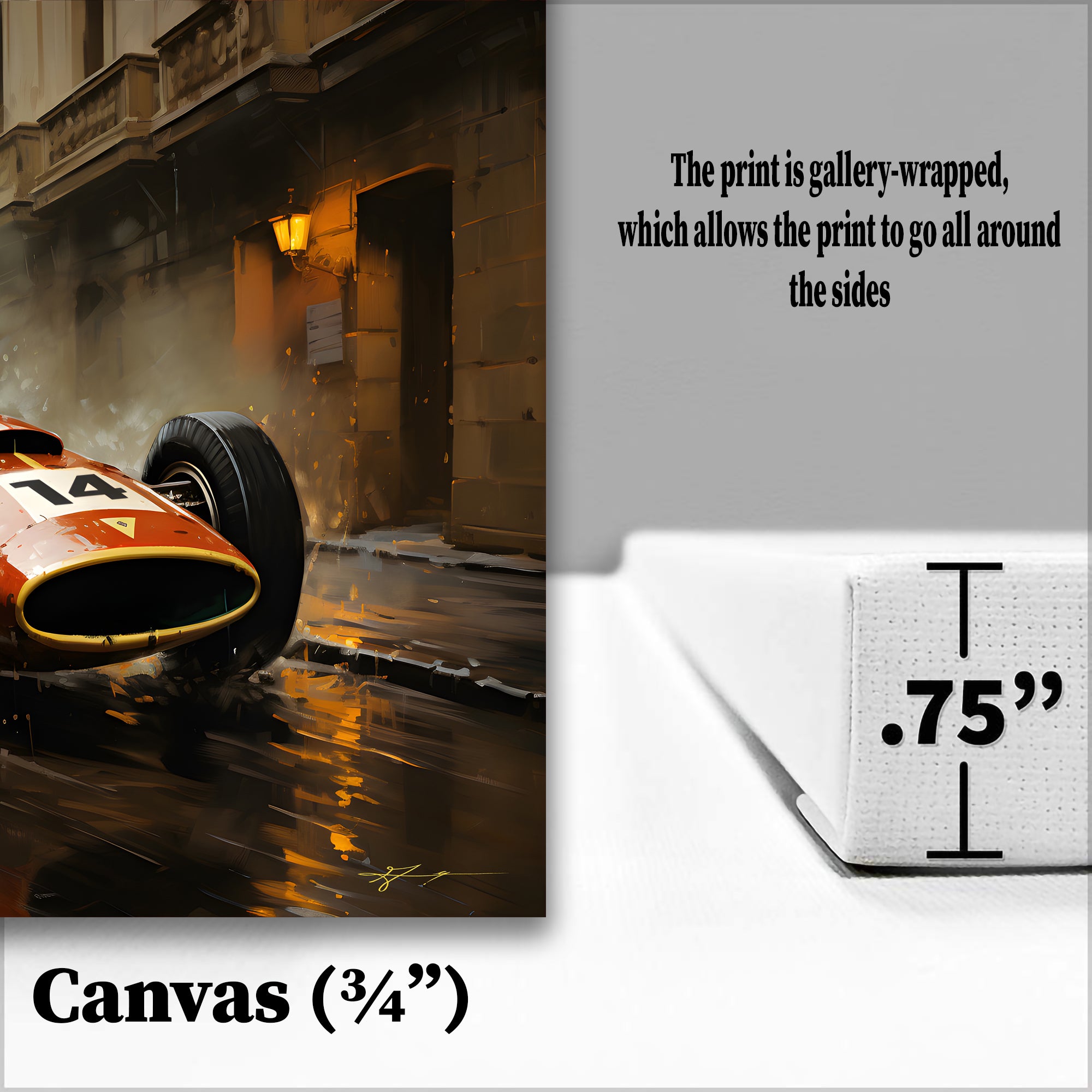 Monaco Grand Prix - Gallery Wrapped Canvas For the Man Cave GJG Studios