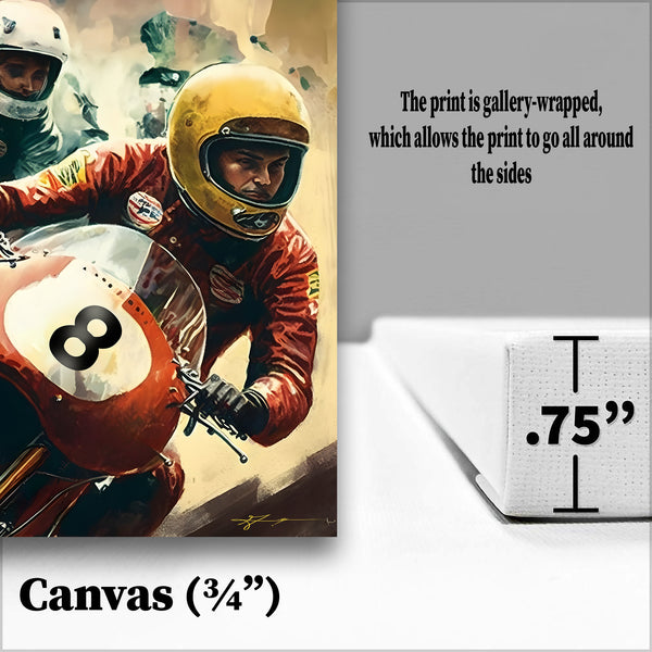 Retro Café Racer - Gallery Wrapped Canvas For the Man Cave GJG Studios