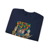 Navy crewneck sweatshirt laid flat, featuring Grateful Dead band chest graphic