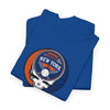 Royal blue T-shirt with New York Stealie logo graphic, folded stack view