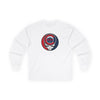 White long sleeve T-shirt with centered Chicago skull emblem
