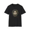 Black crewneck T-shirt with bearded skull graphic front print