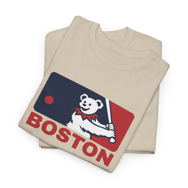 Sand short-sleeve t-shirt set with Boston bear mascot and “BOSTON” logo graphic