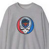 Sport grey crewneck sweatshirt with Miami Marlins skull logo graphic on chest