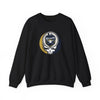 Black crewneck sweatshirt with circular Milwaukee skull logo graphic