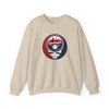 Cream crewneck sweatshirt with circular Washington logo graphic on the chest